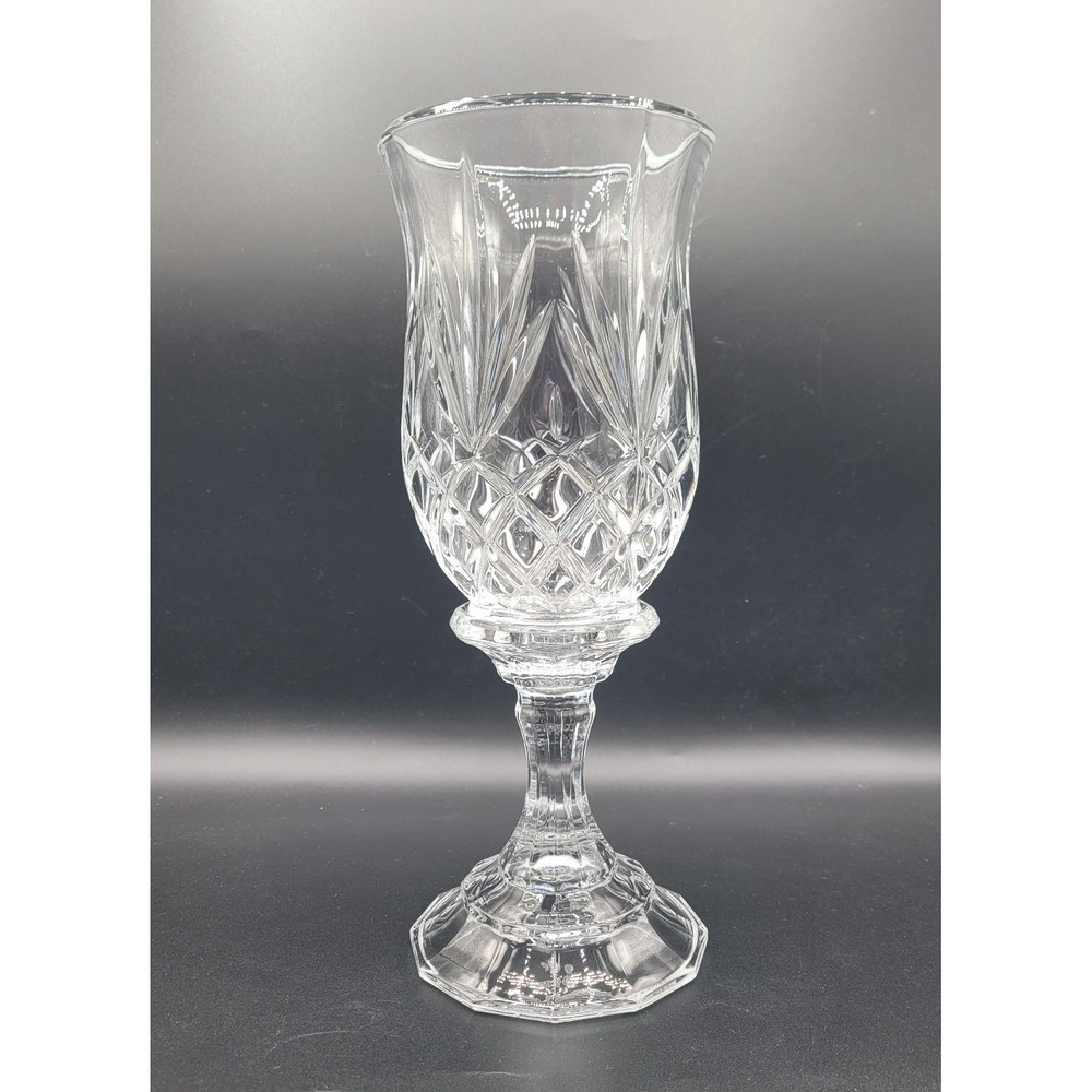 VTG Crystal 2 Piece Hurricane Taper Candle Holder Cut Glass Heavy 12" Tall